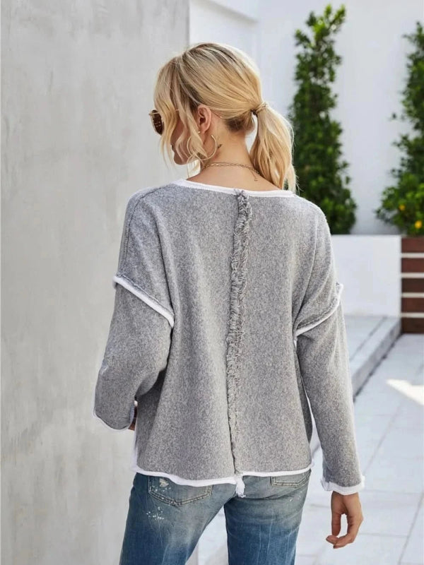 Angel Wings Boat Neck Dropped Shoulder Sweater - ShalayeFashion