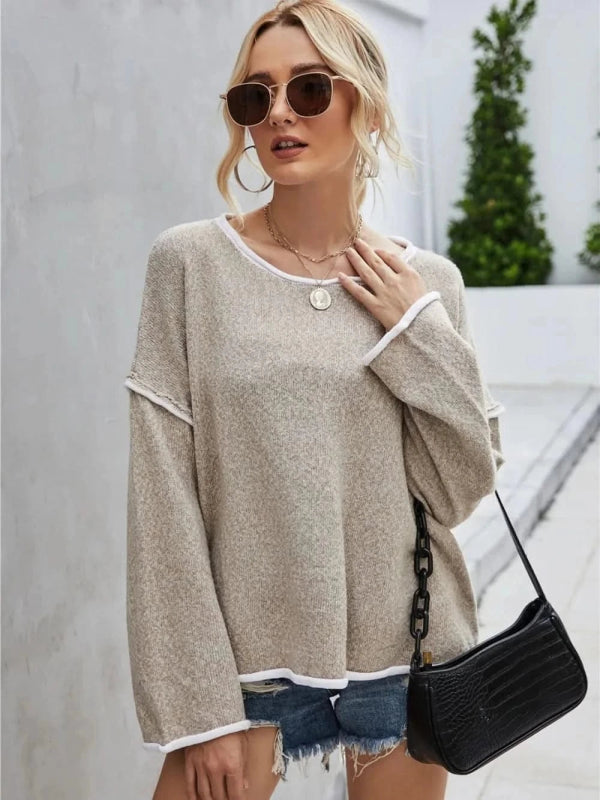 Angel Wings Boat Neck Dropped Shoulder Sweater - ShalayeFashion