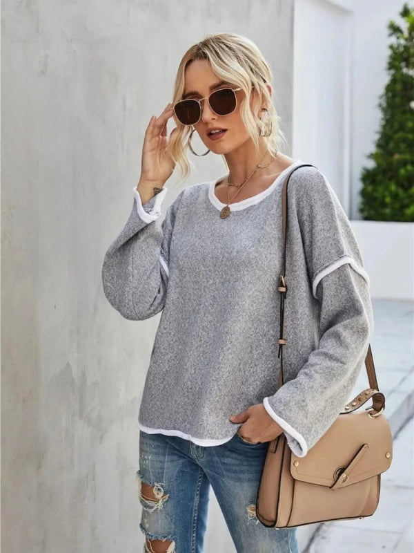 Angel Wings Boat Neck Dropped Shoulder Sweater - ShalayeFashion