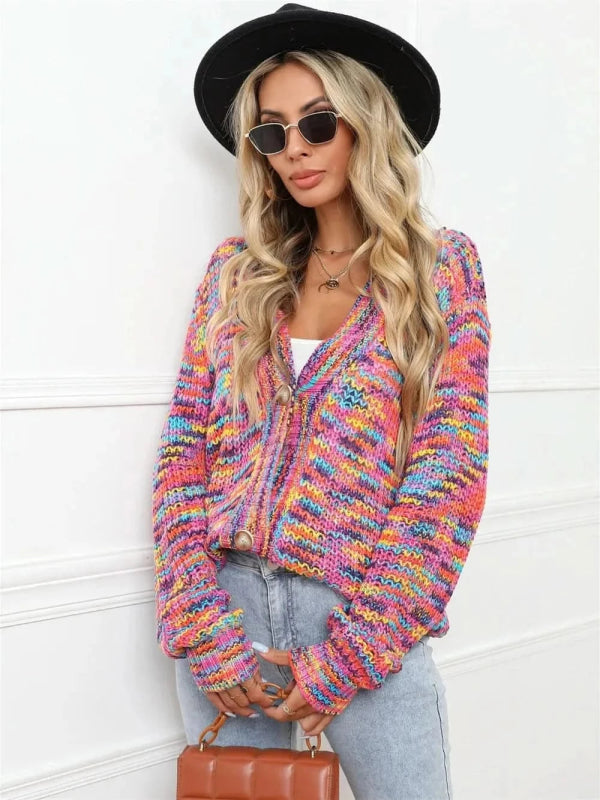 Angel Wings Button Up Dropped Shoulder Cardigan - ShalayeFashion