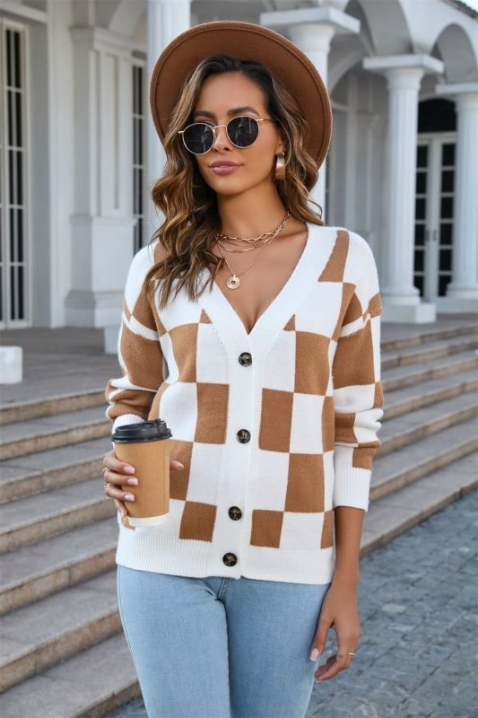 Angel Wings Button - Up V - Neck Dropped Shoulder Cardigan - ShalayeFashion