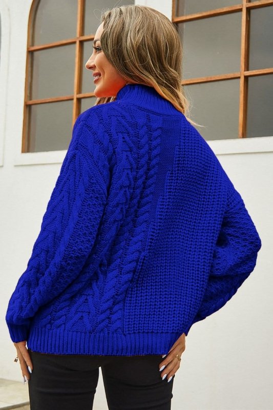 Angel Wings Cable - Knit Turtle Neck Long Sleeve Sweater - ShalayeFashion