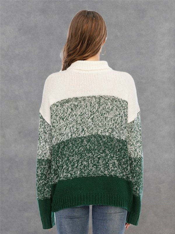 Angel Wings Color Block Turtleneck Sweater - ShalayeFashion