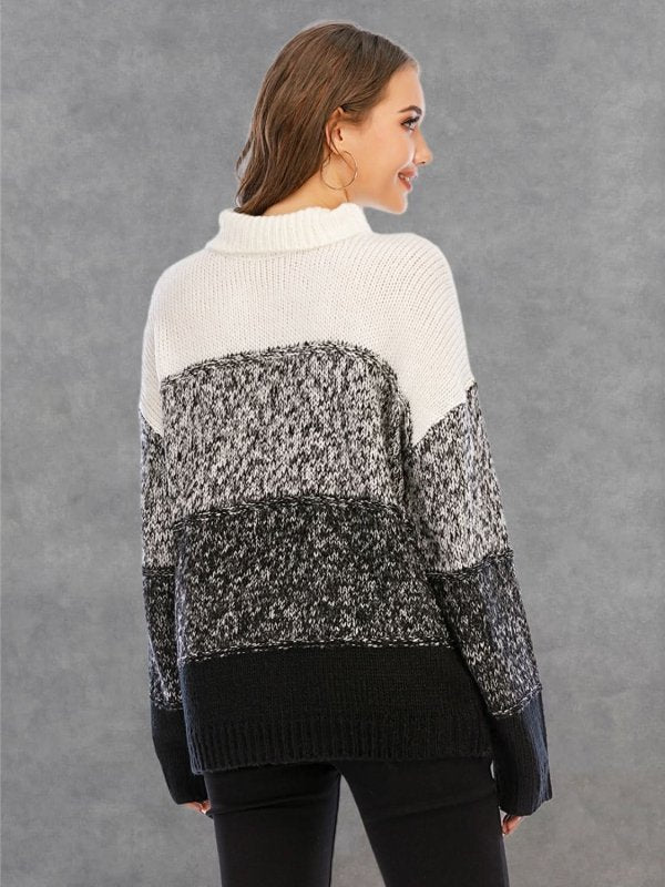 Angel Wings Color Block Turtleneck Sweater - ShalayeFashion