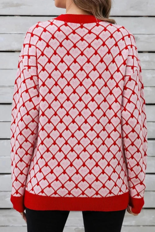 Angel Wings Contrast Round Neck Dropped Shoulder Sweater - ShalayeFashion
