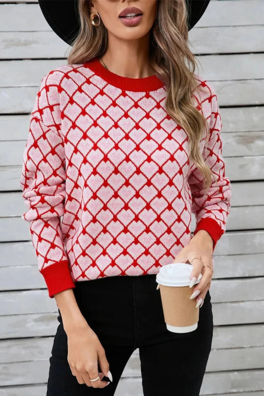 Angel Wings Contrast Round Neck Dropped Shoulder Sweater - ShalayeFashion
