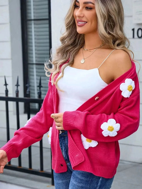 Angel Wings Crochet Flower Button Up Cardigan - ShalayeFashion