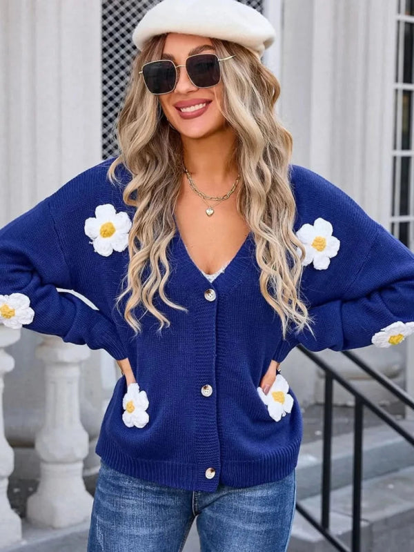 Angel Wings Crochet Flower Button Up Cardigan - ShalayeFashion
