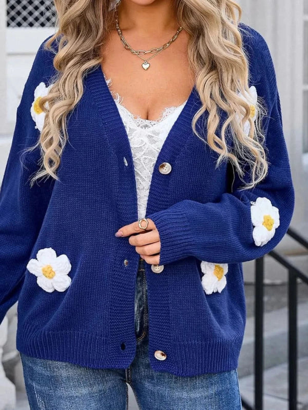 Angel Wings Crochet Flower Button Up Cardigan - ShalayeFashion
