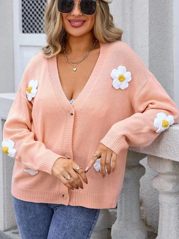 Angel Wings Crochet Flower Button Up Cardigan - ShalayeFashion