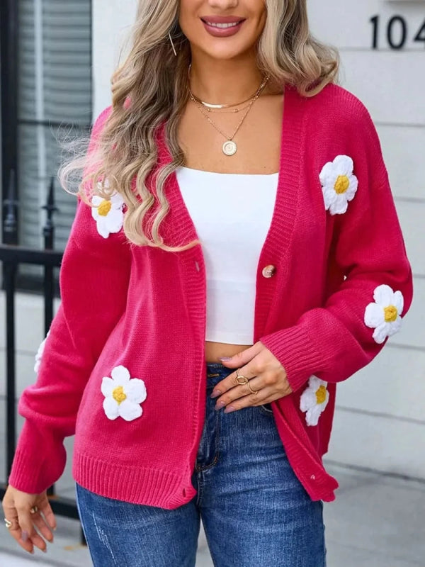 Angel Wings Crochet Flower Button Up Cardigan - ShalayeFashion