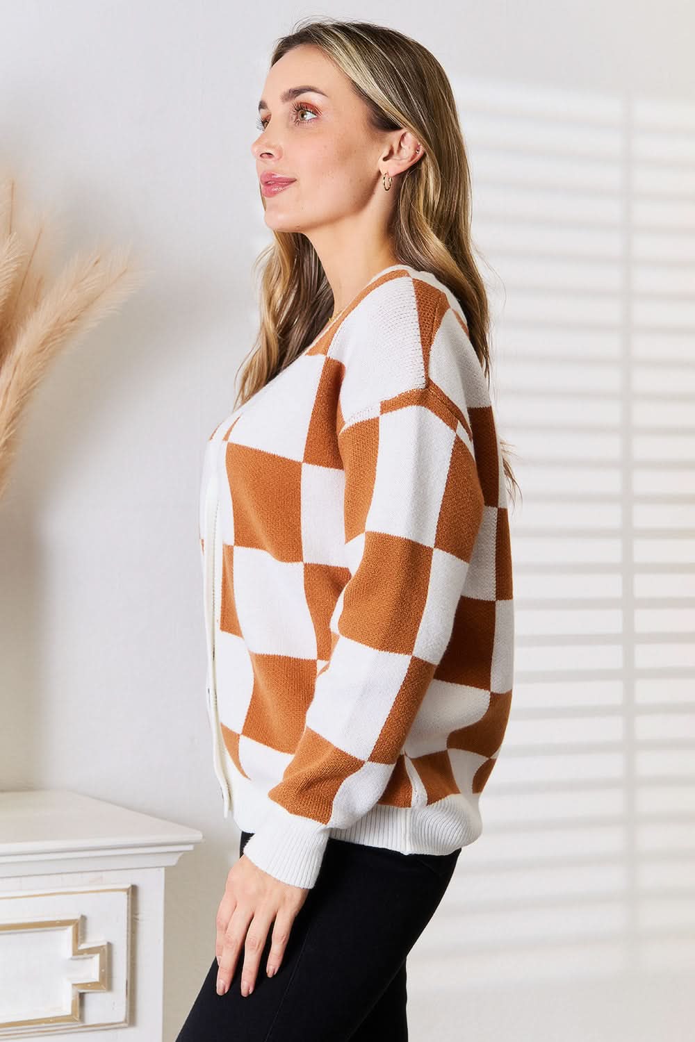 Angel Wings Double Take Button - Up V - Neck Dropped Shoulder Cardigan - ShalayeFashion