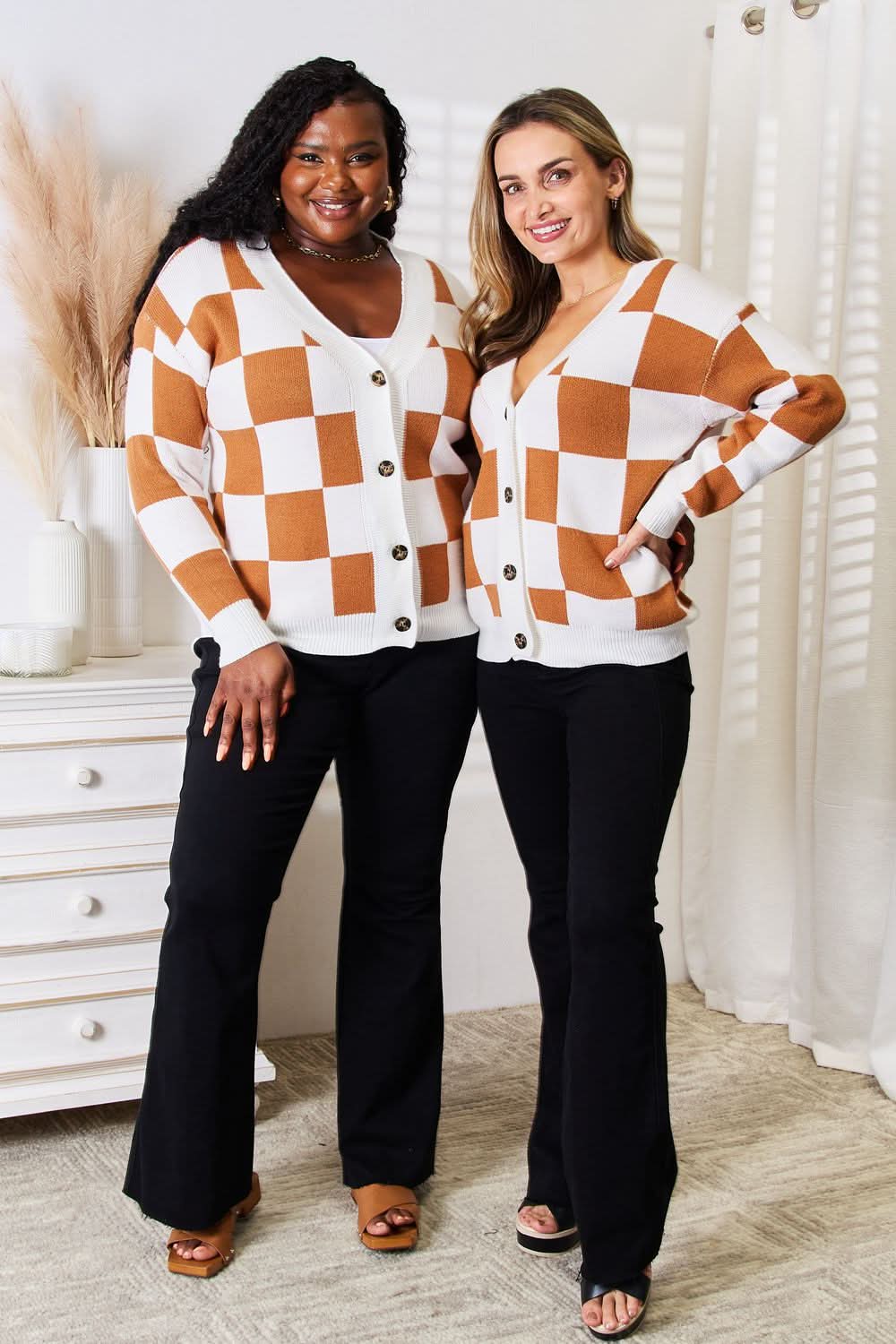 Angel Wings Double Take Button - Up V - Neck Dropped Shoulder Cardigan - ShalayeFashion