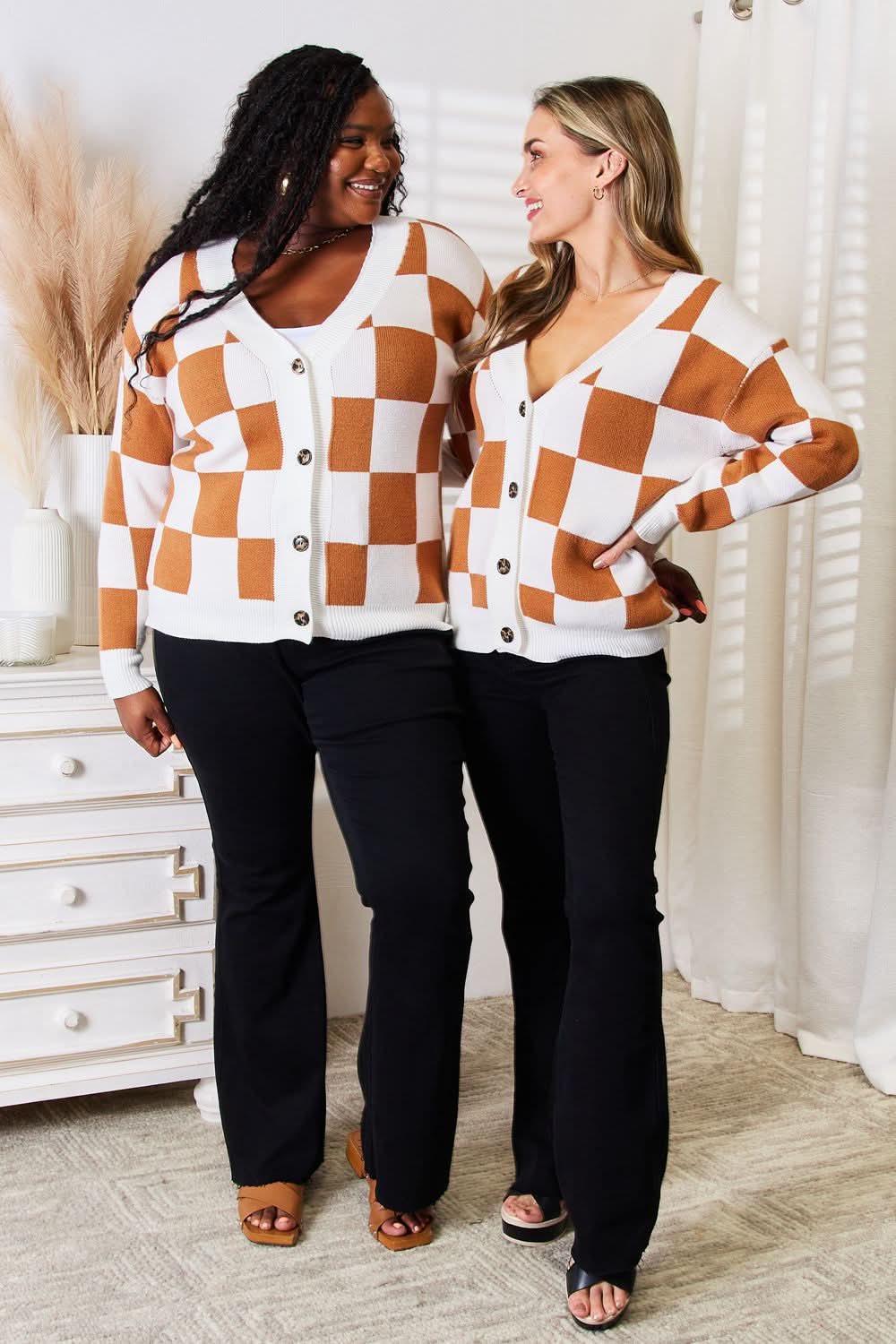Angel Wings Double Take Button - Up V - Neck Dropped Shoulder Cardigan - ShalayeFashion