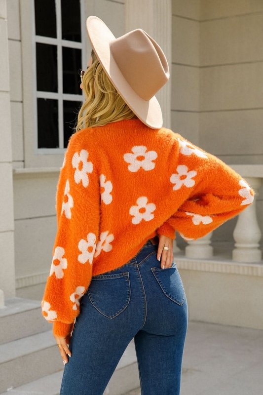 Angel Wings Floral Open Front Fuzzy Cardigan - ShalayeFashion