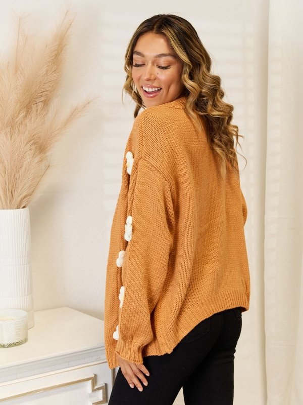 Angel Wings Flower Dropped Shoulder Open Front Cardigan - ShalayeFashion