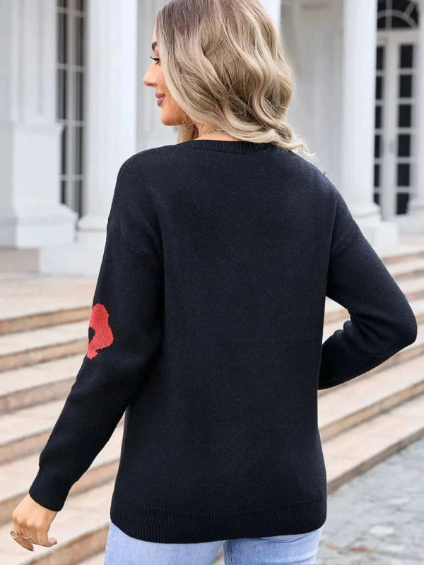 Angel Wings Flower V - Neck Long Sleeve Sweater - ShalayeFashion