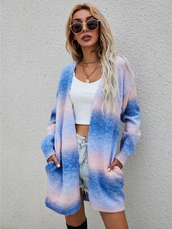 Angel Wings Full Size Gradient Open Front Cardigan - ShalayeFashion