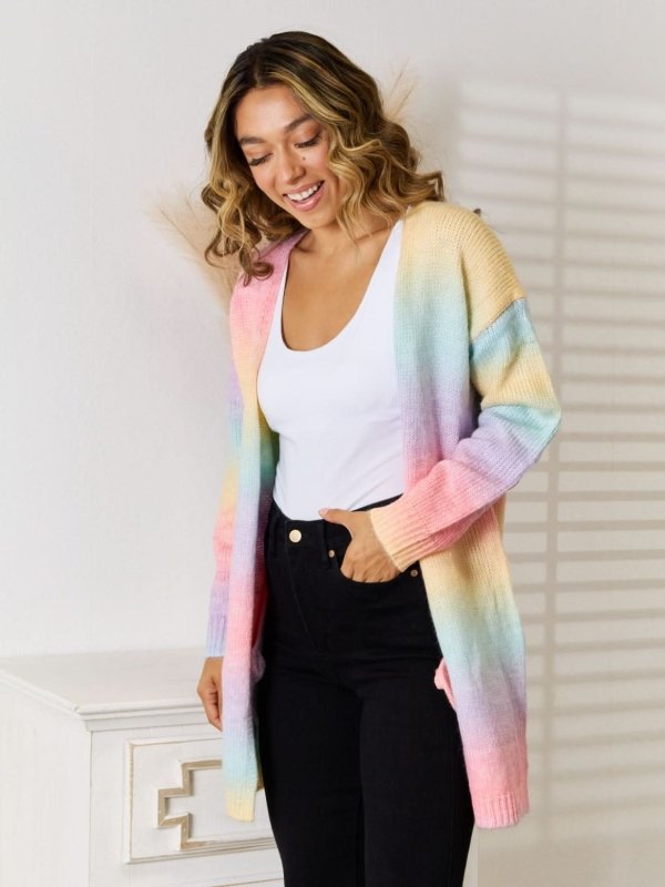 Angel Wings Full Size Gradient Open Front Cardigan - ShalayeFashion