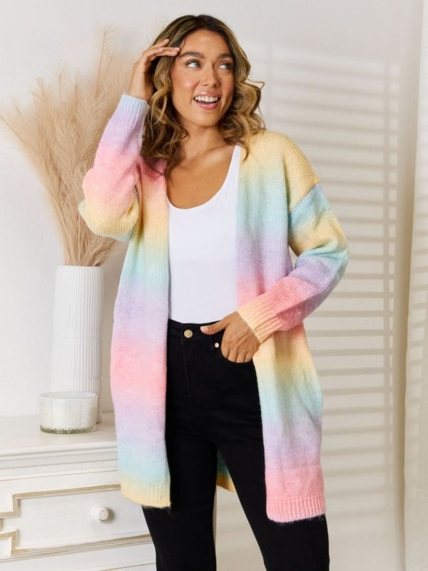 Angel Wings Full Size Gradient Open Front Cardigan - ShalayeFashion