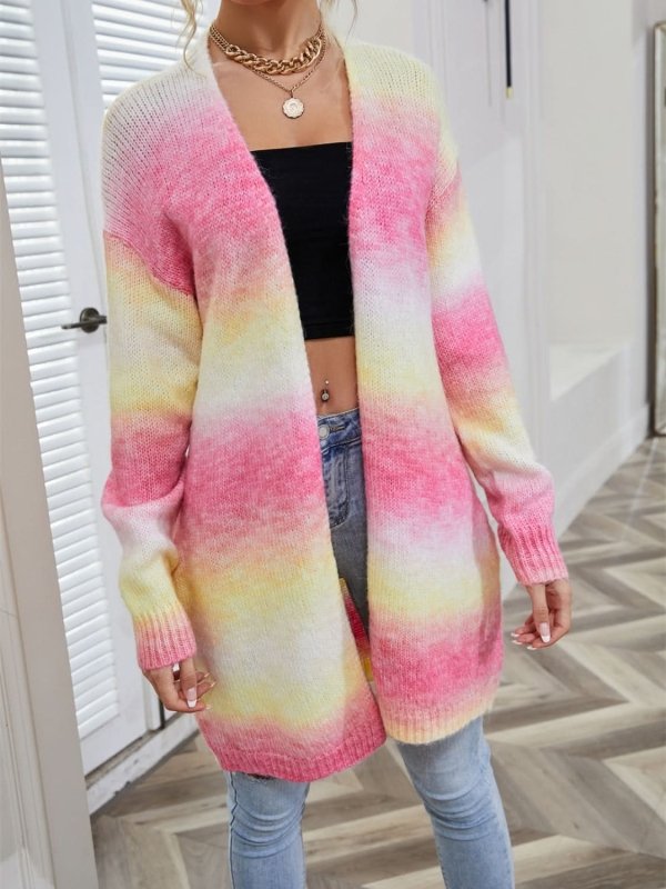 Angel Wings Full Size Gradient Open Front Cardigan - ShalayeFashion