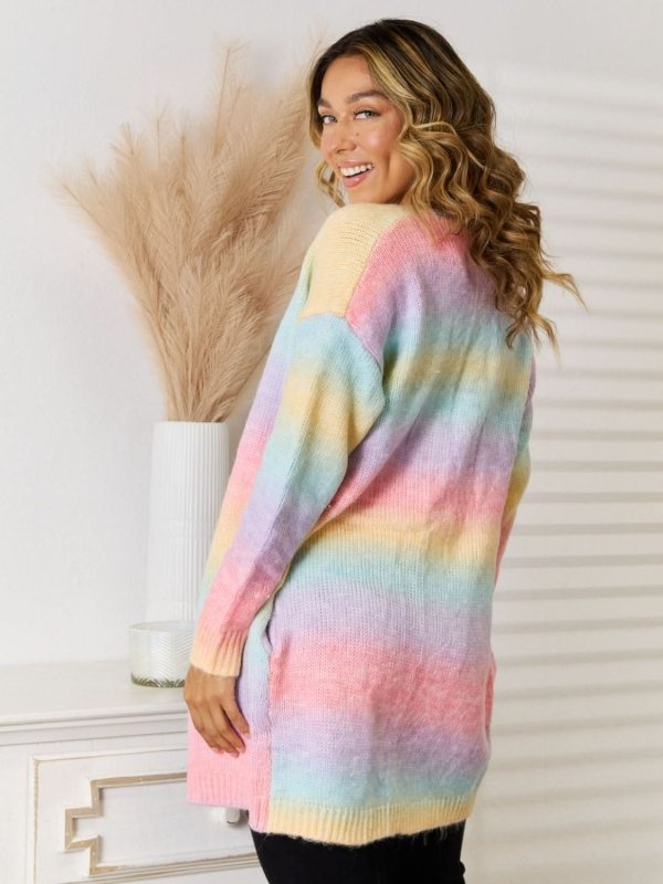 Angel Wings Full Size Gradient Open Front Cardigan - ShalayeFashion
