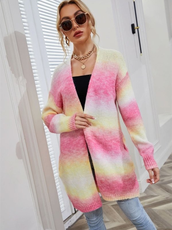 Angel Wings Full Size Gradient Open Front Cardigan - ShalayeFashion
