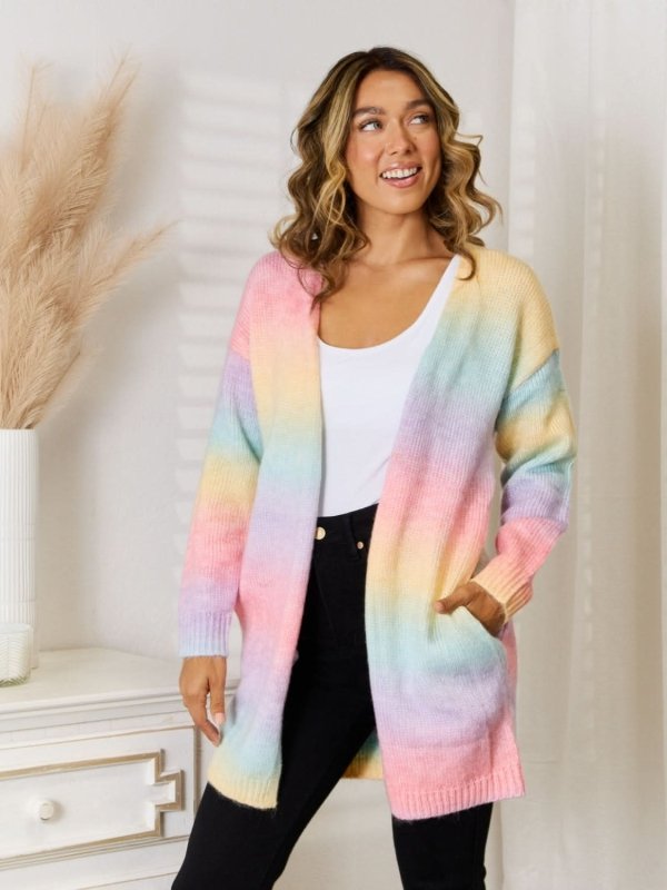 Angel Wings Full Size Gradient Open Front Cardigan - ShalayeFashion