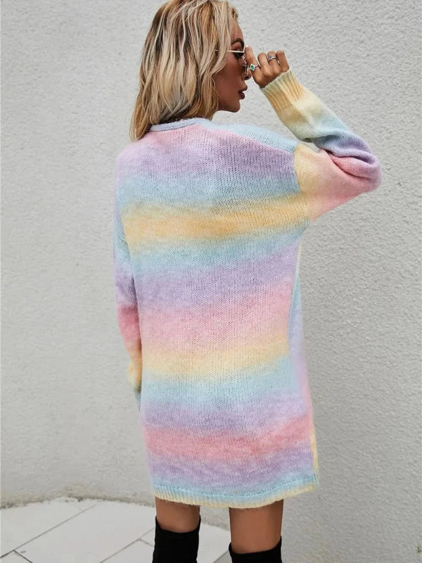 Angel Wings Full Size Pocketed Open Front Gradient Cardigan - ShalayeFashion