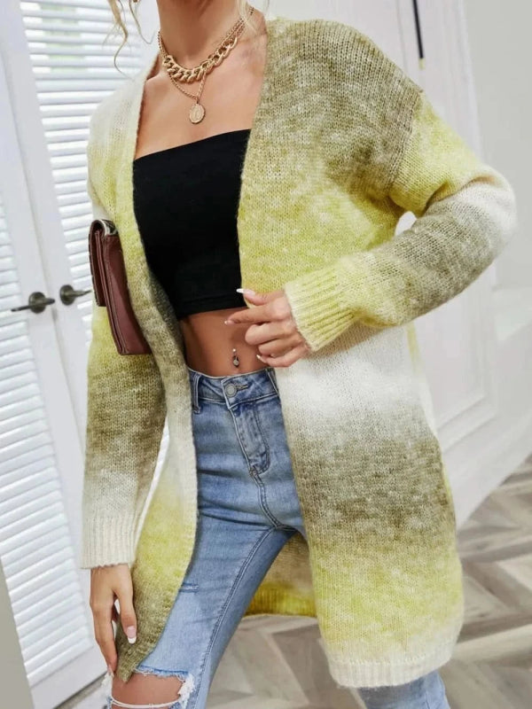Angel Wings Full Size Pocketed Open Front Gradient Cardigan - ShalayeFashion