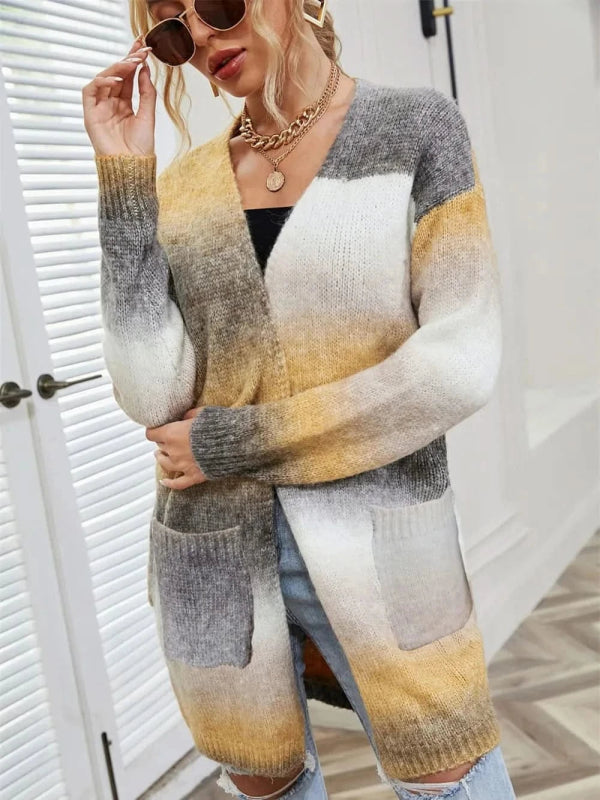 Angel Wings Full Size Pocketed Open Front Gradient Cardigan - ShalayeFashion