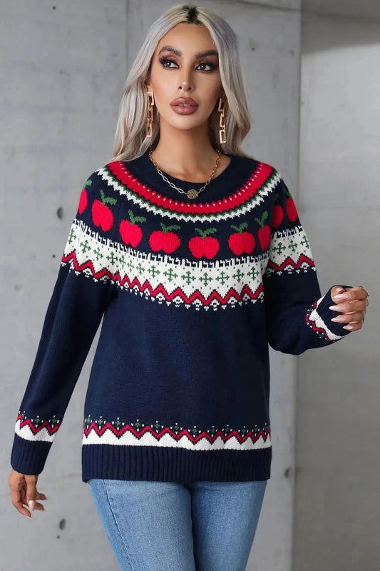 Angel Wings Graphic Round Neck Long Sleeve Sweater - ShalayeFashion