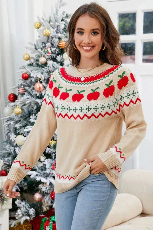 Angel Wings Graphic Round Neck Long Sleeve Sweater - ShalayeFashion