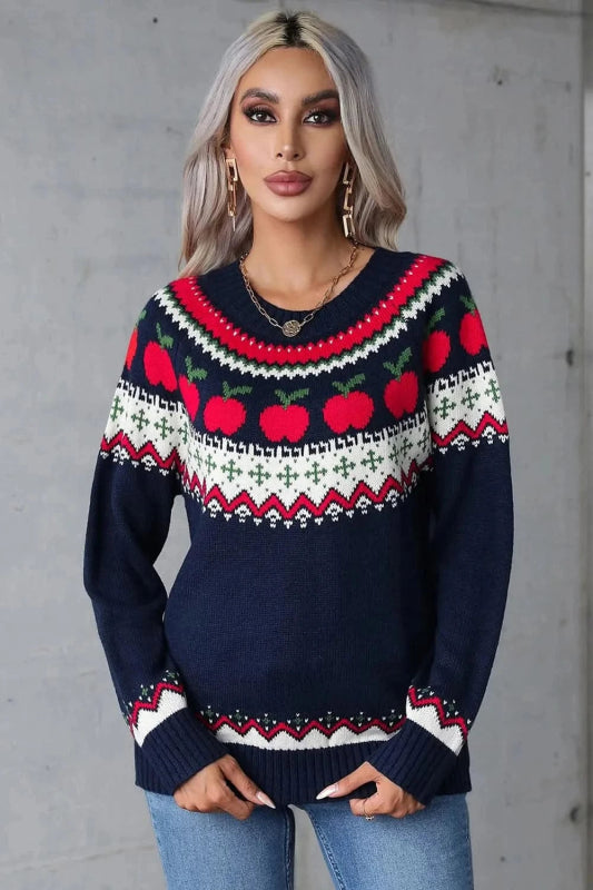 Angel Wings Graphic Round Neck Long Sleeve Sweater - ShalayeFashion