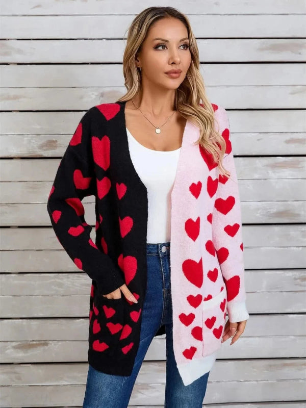 Angel Wings Heart Open Front Long Sleeve Cardigan - ShalayeFashion