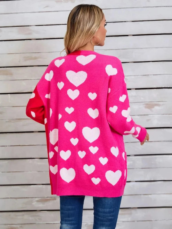 Angel Wings Heart Open Front Long Sleeve Cardigan - ShalayeFashion
