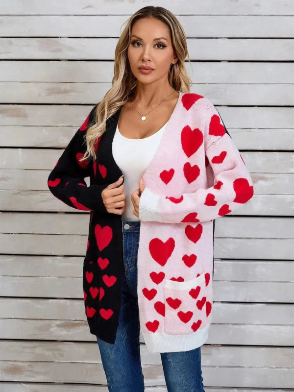 Angel Wings Heart Open Front Long Sleeve Cardigan - ShalayeFashion