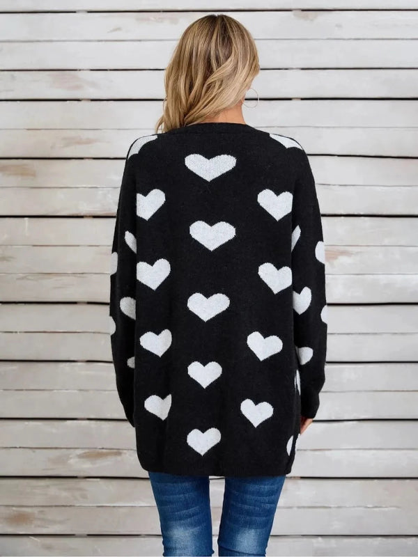 Angel Wings Heart Open Front Long Sleeve Cardigan - ShalayeFashion