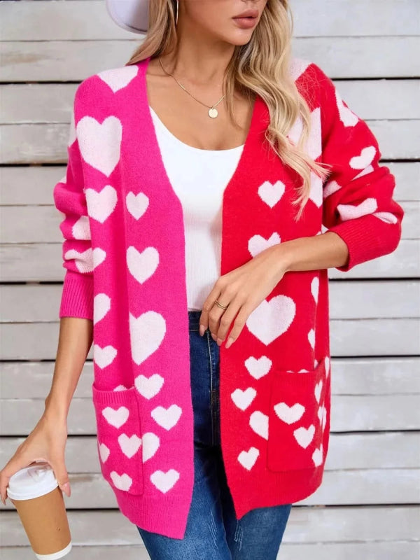 Angel Wings Heart Open Front Long Sleeve Cardigan - ShalayeFashion