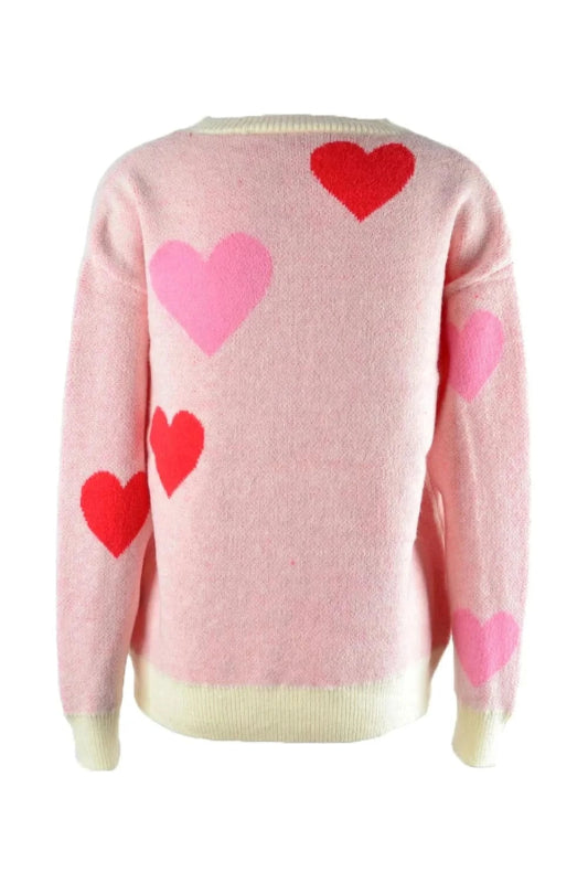 Angel Wings Heart Round Neck Droppped Shoulder Sweater - ShalayeFashion