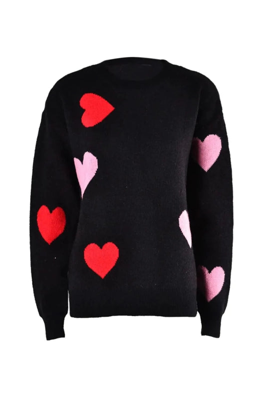 Angel Wings Heart Round Neck Droppped Shoulder Sweater - ShalayeFashion