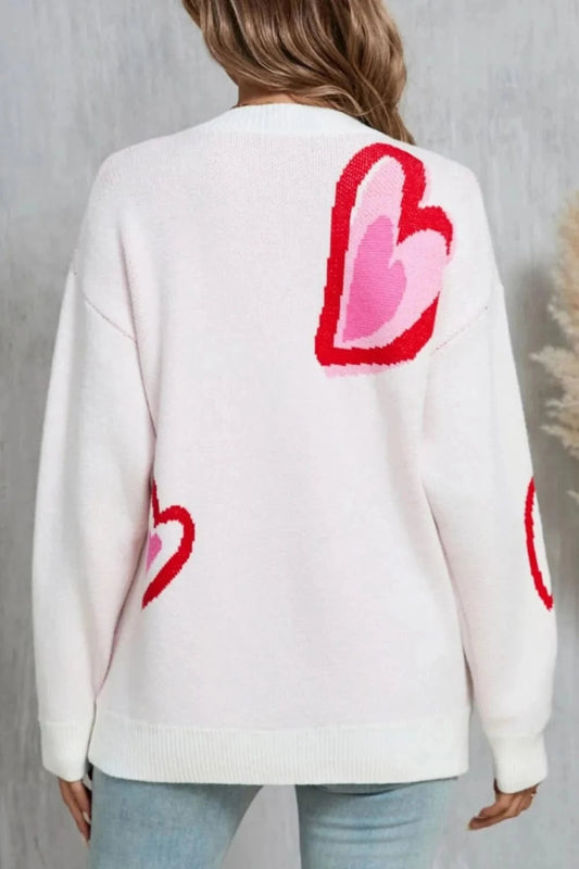 Angel Wings Heart Round Neck Long Sleeve Sweater - ShalayeFashion