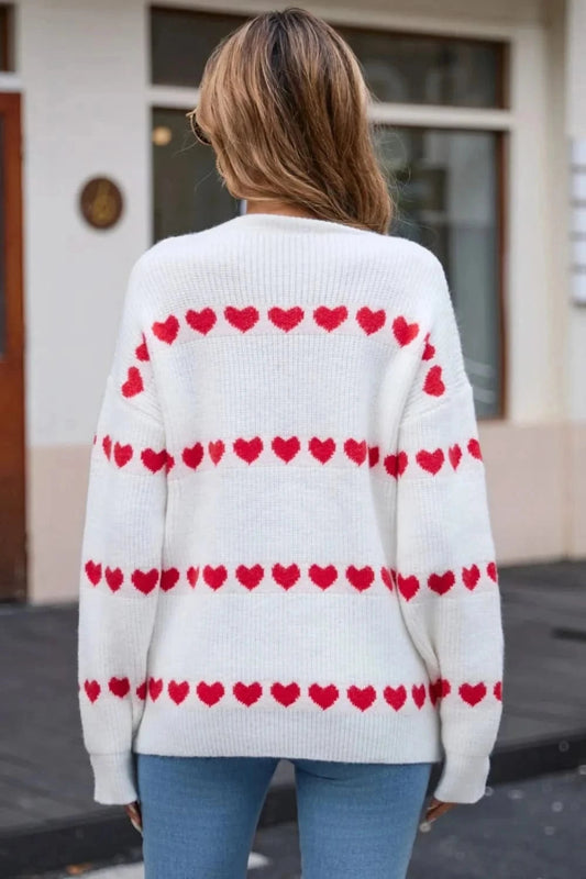 Angel Wings Heart Round Neck Long Sleeve Sweater - ShalayeFashion