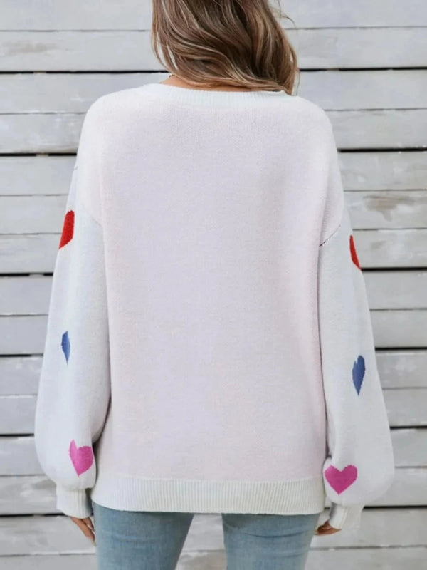 Angel Wings Heart Round Neck Long Sleeve Sweater - ShalayeFashion