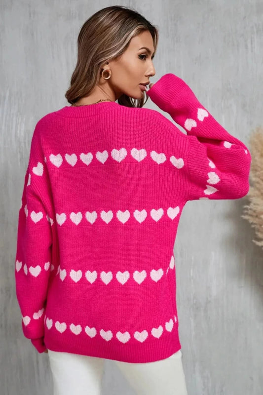 Angel Wings Heart Round Neck Long Sleeve Sweater - ShalayeFashion