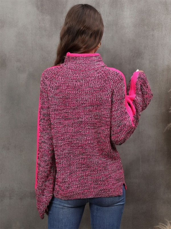 Angel Wings Heathered Turtleneck Long Sleeve Sweater - ShalayeFashion