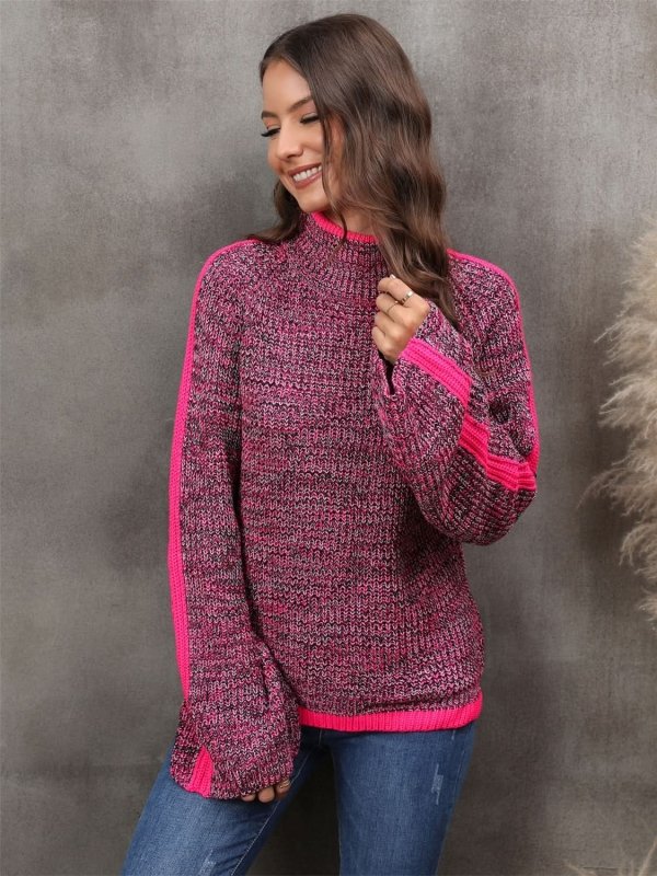 Angel Wings Heathered Turtleneck Long Sleeve Sweater - ShalayeFashion