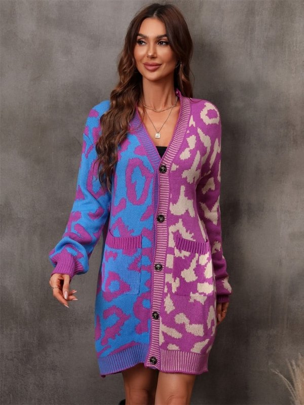 Angel Wings Leopard Button Down Longline Cardigan - ShalayeFashion