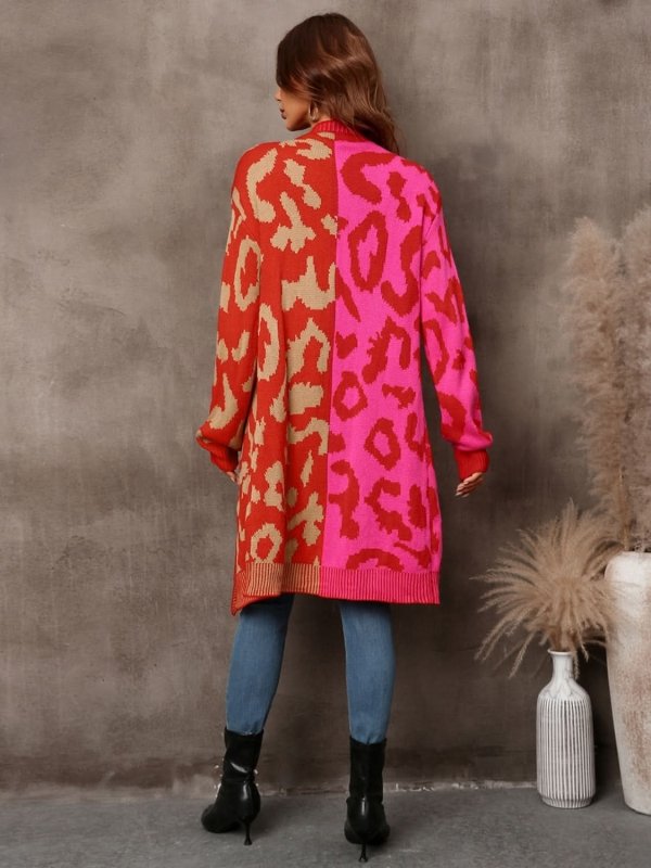 Angel Wings Leopard Button Down Longline Cardigan - ShalayeFashion