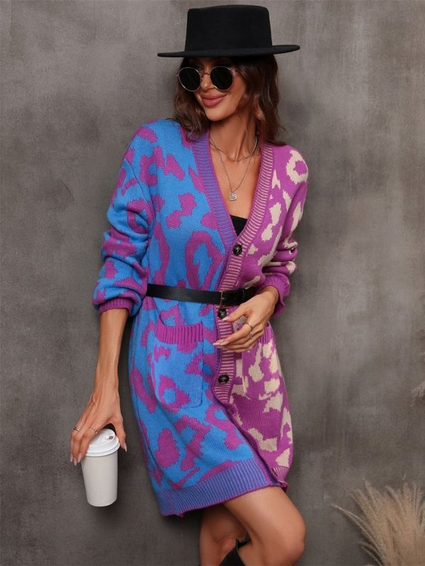 Angel Wings Leopard Button Down Longline Cardigan - ShalayeFashion